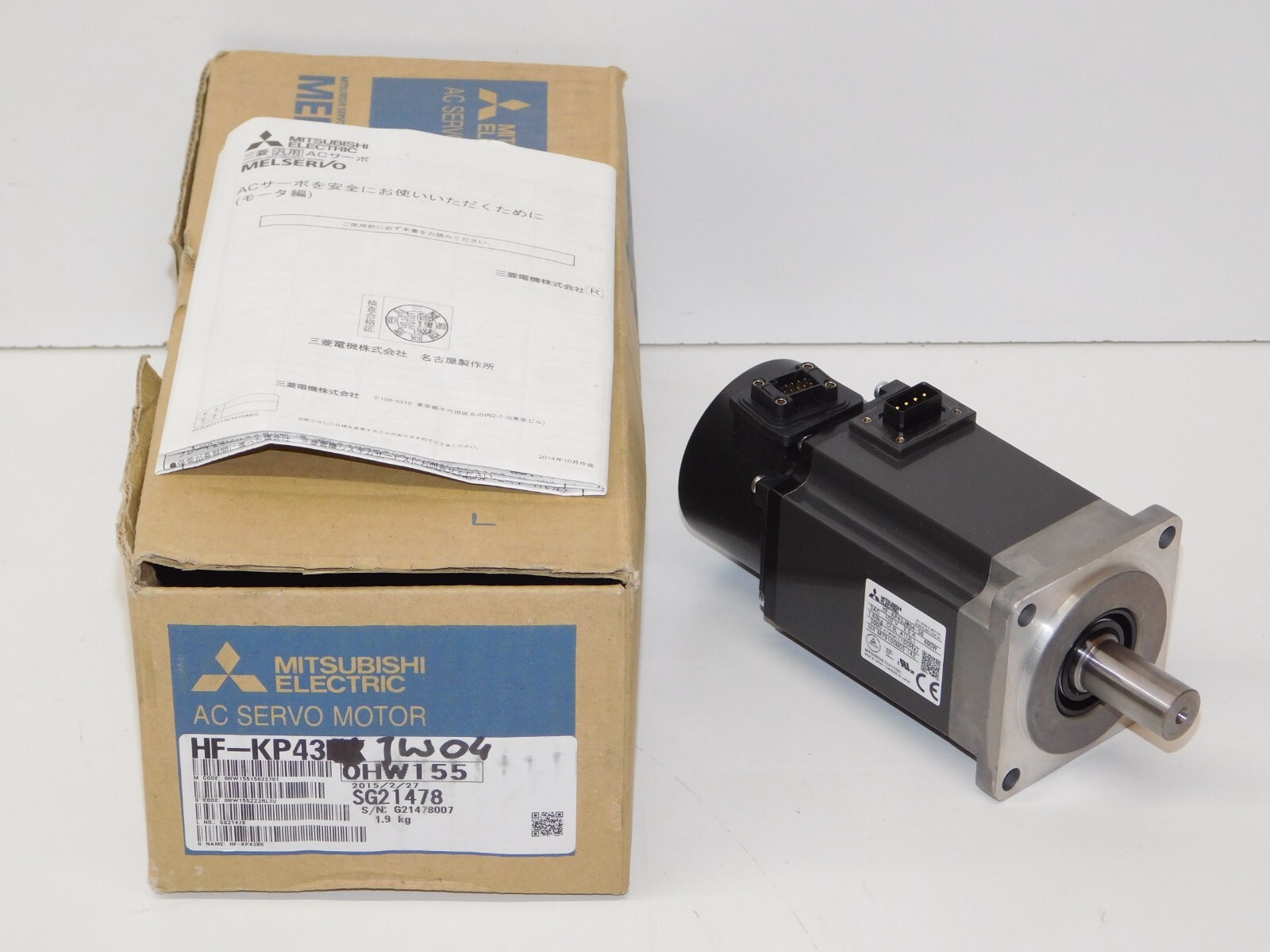 New Mitsubishi Electric HF-KP43JW04-S6 AC Servo Motor 0.4kW 0.5HP 102V 3000 RPM