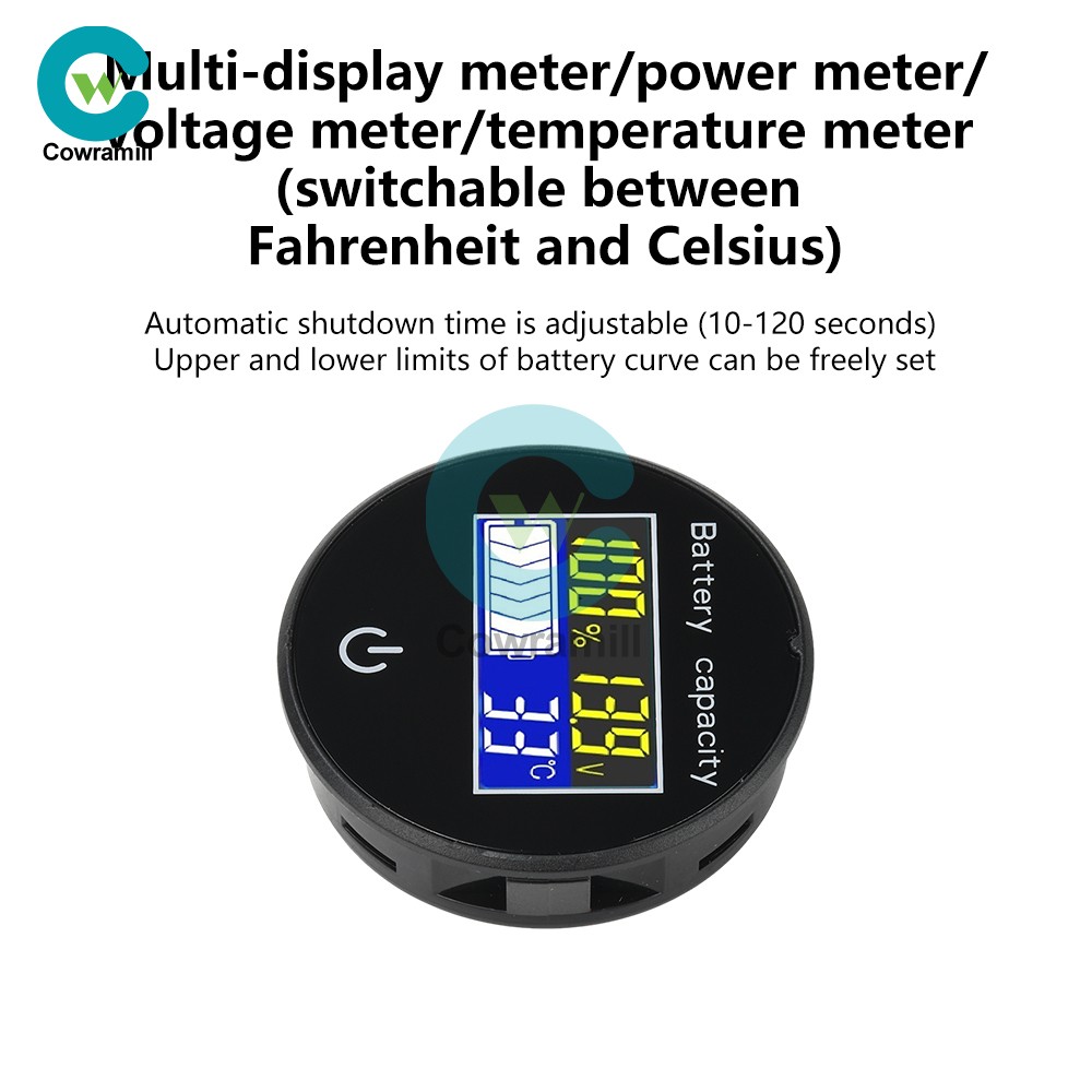 LCD Digital Battery Level Indicator Voltage Power Percentage Temperature Display