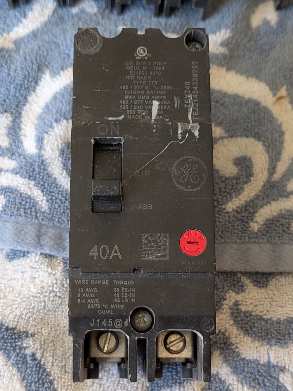 General Electric TEY240 Bolt-On Circuit Breaker 40A 2P 480/277V TEY