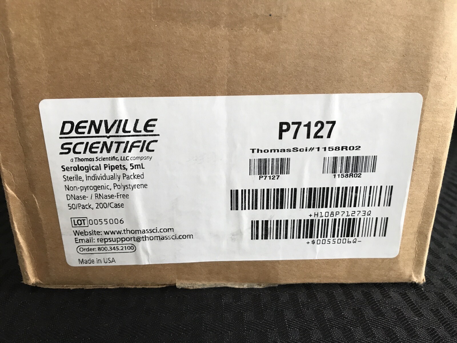 (200/Cs) DENVILLE THOMAS 5mL PS Graduated Serological Pipets P7127