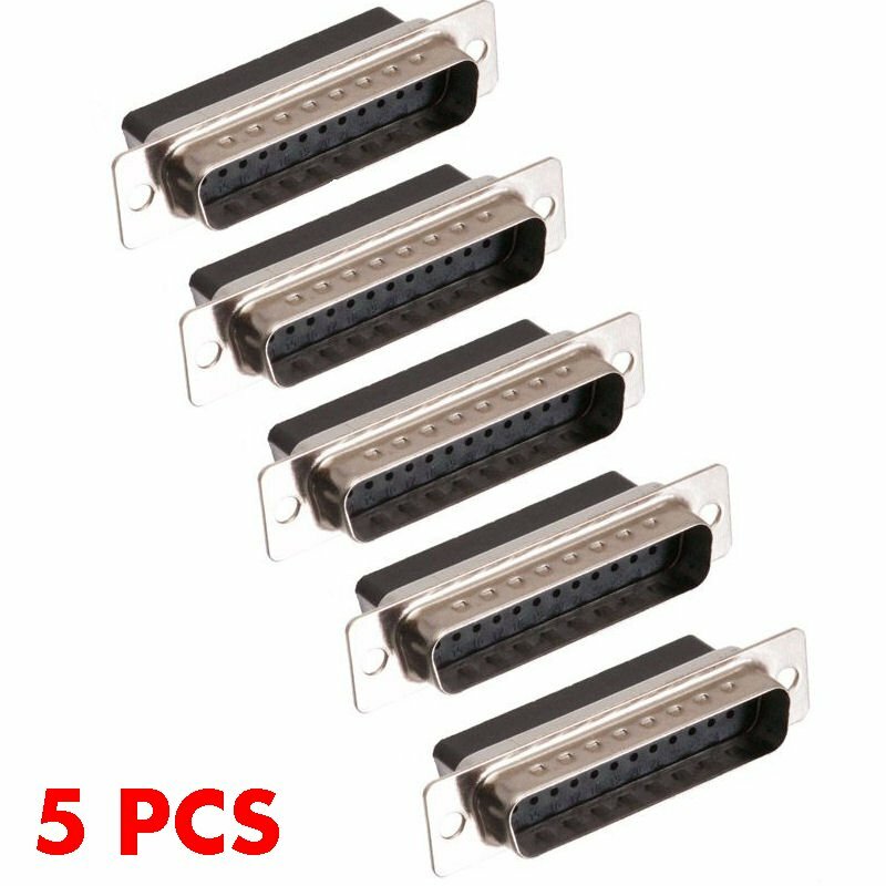 5 Pack DB25 25-Pin Male D-SUB Crimp Pin Connector Adapter Plug Socket Assembly