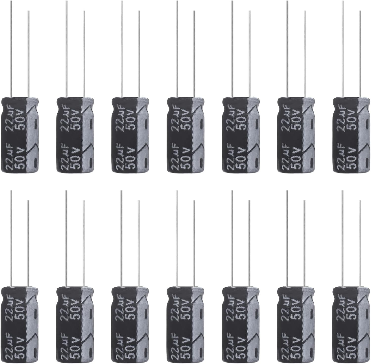 22uF 50V 5x11mm Aluminum Electrolytic Capacitor 22 MFD 50 Volt 0.2×0.43in Pack