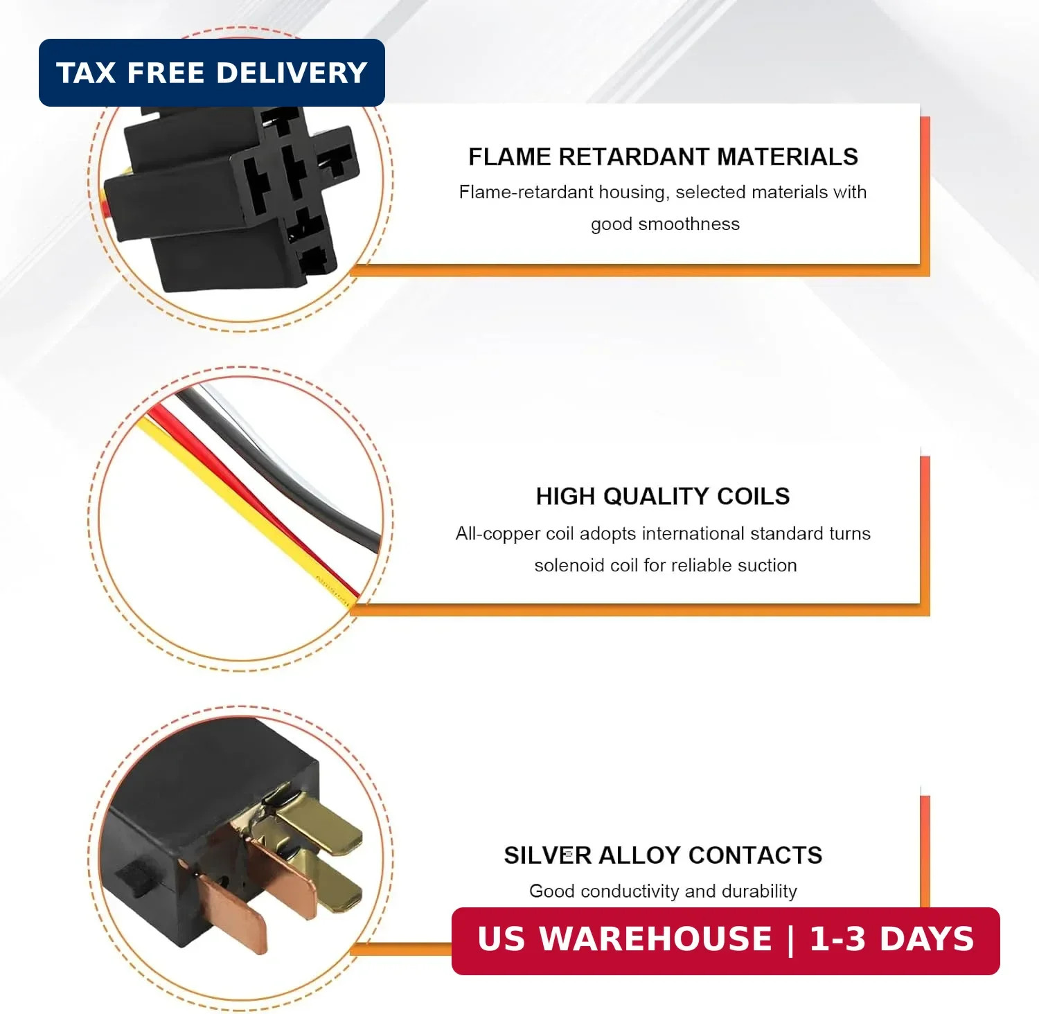 2 PCS JD1912 Car Relay Harness, 12V 40A 4 Pin Relay Sockets with 12&16 AWG Tinne