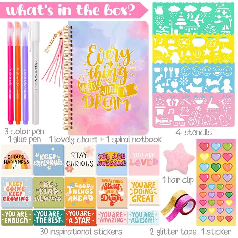 DIY Journal Kit for Girls – Journal for Girls Ages 8-12, Stationary Set, Arts…