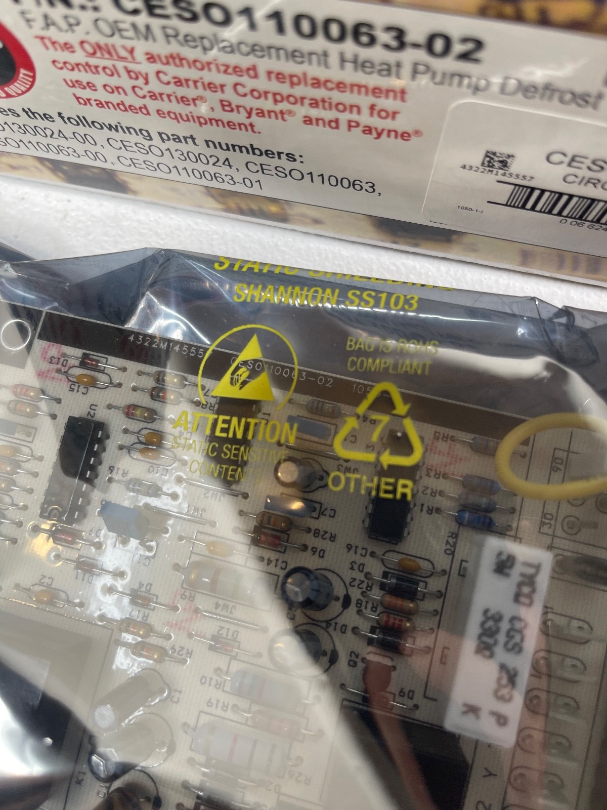 Carrier Bryant CESO110063-02 Heat Pump Defrost Control Board