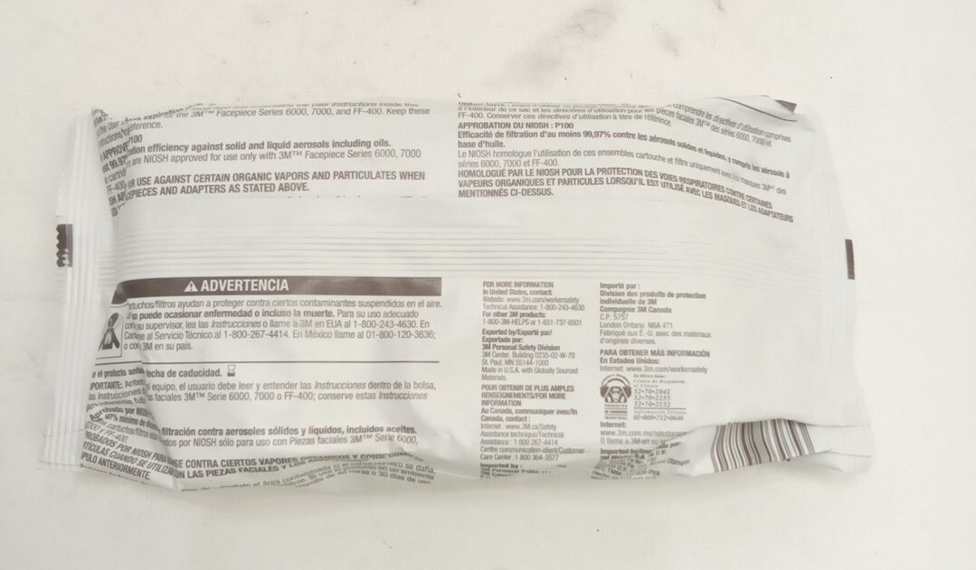 2x 3M 60921 Organic Vapor Combo Cartridge/Filter, 2 Packages of 2 Cartridges