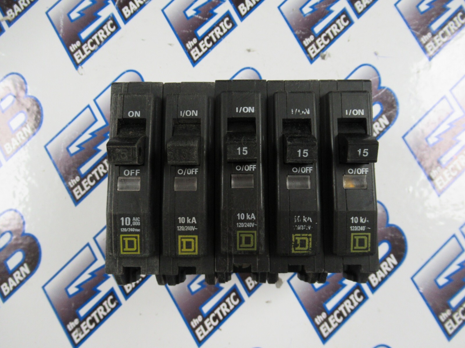 Square D QO115 Circuit Breaker (LOT OF 5) 15A 120V 1P Plug In Yellow -WARRANTY