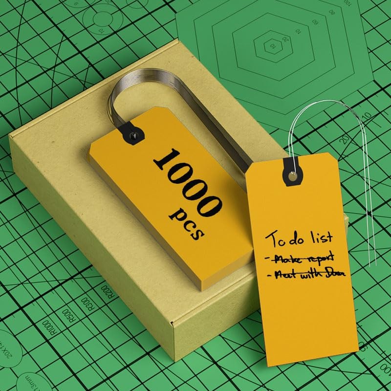 INNOVART Yellow Shipping Tags 5 1/4″ x 2 5/8″ Double Wired Paper Tags 1000 Pack