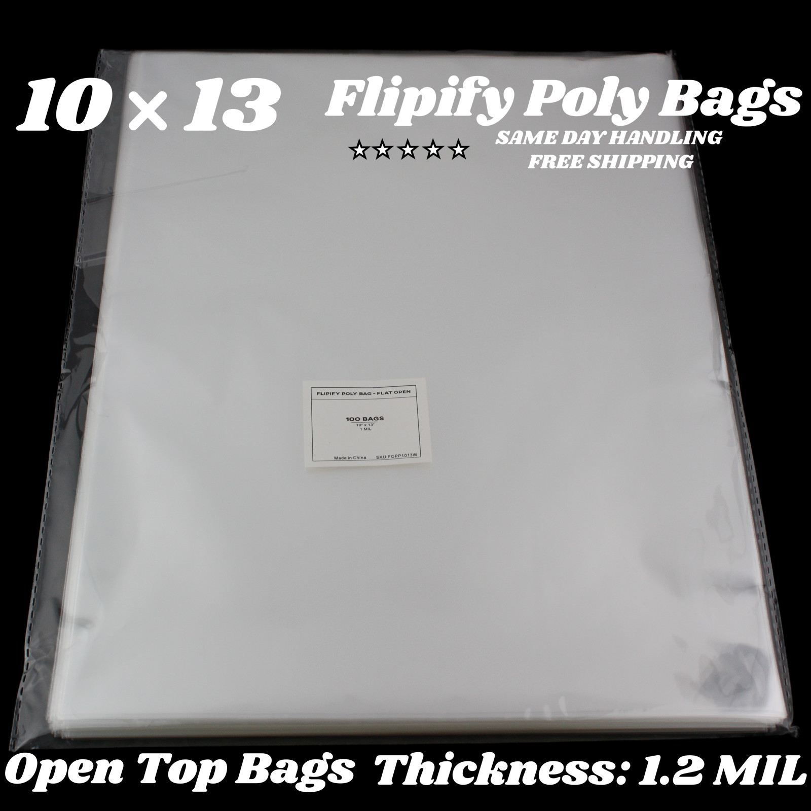 10×13 CLEAR BAGS Large Plastic Packaging Top Open Flat Packing T-Shirt Apparel