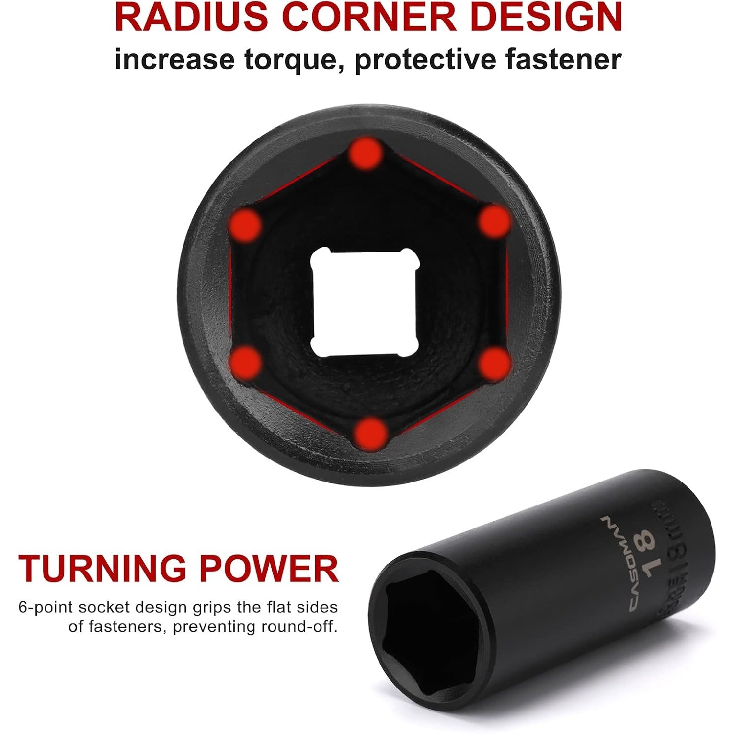 Metric Sockets~ PCS & Standard Drive Socket Impact 3/8″ SAE 49 Set 6-Point