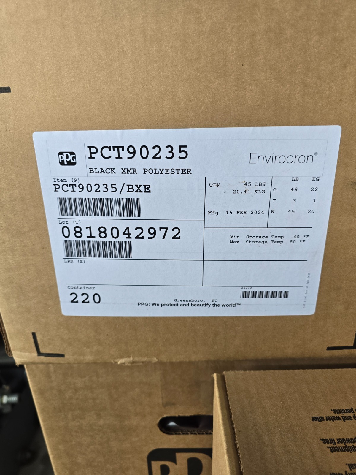 PPG Black Polyester Powder Coating PCT90235 (10 lb Box) FREE SHIPPING