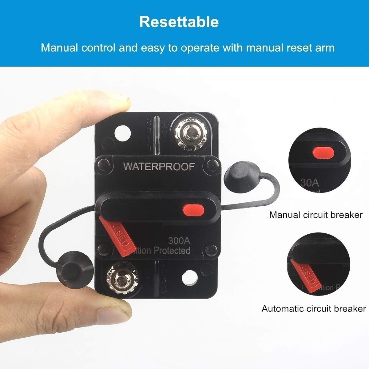 Waterproof Car Circuit Breaker Fuse Reset 30-300 Amp 12V-48V DC Car Boat Auto