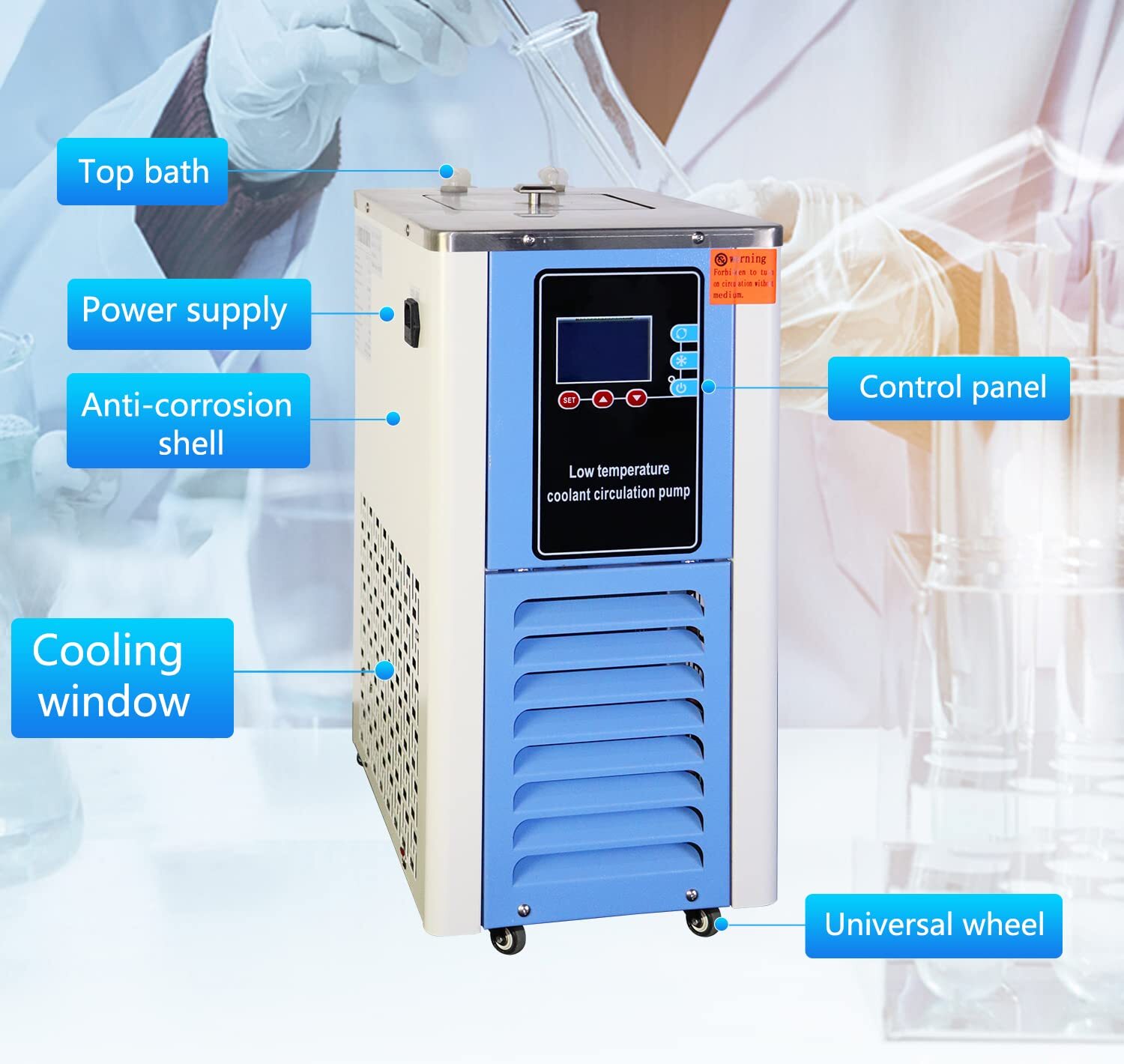 Lab 5L -10℃ Chemical Low Temperature Recirculating Glycol Mini Coolant Chiller