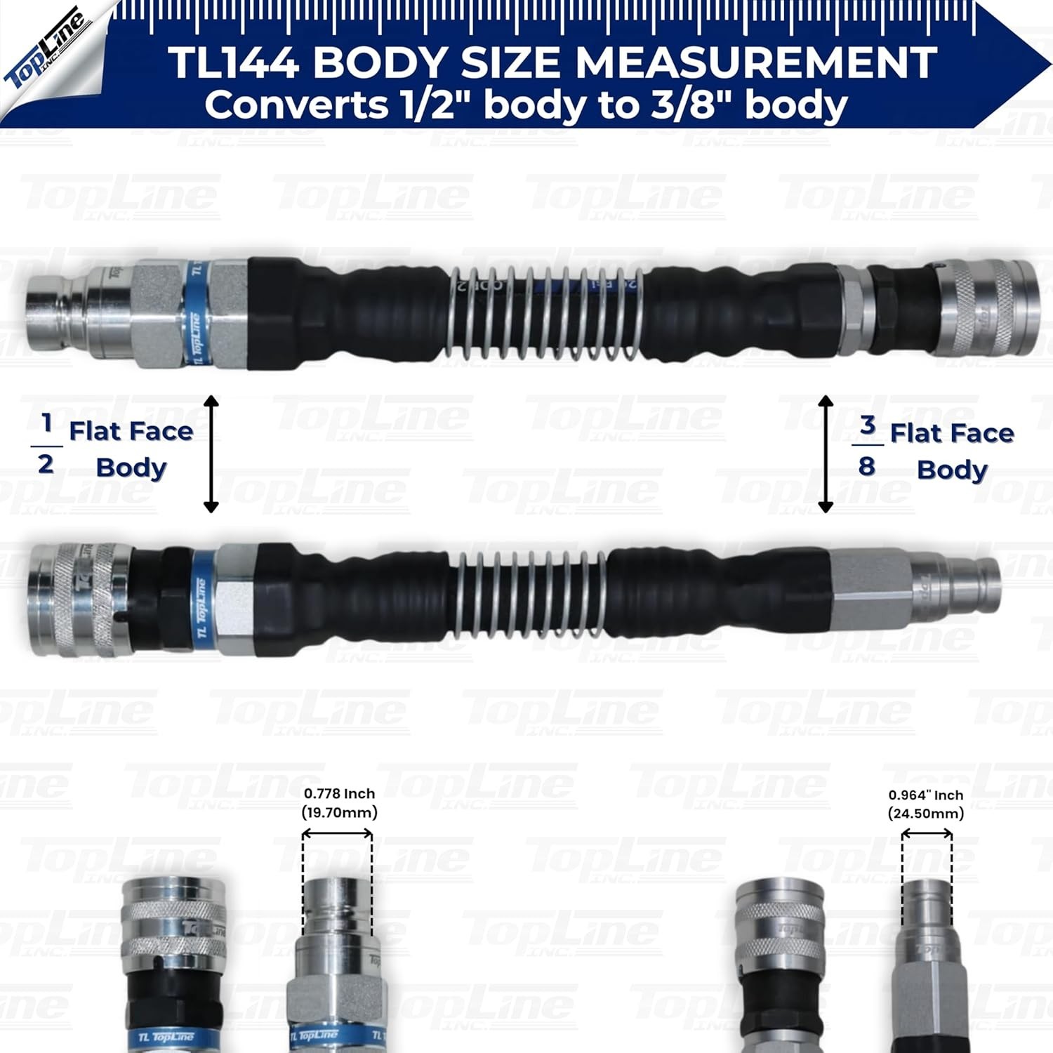 Adapter Set Flat Face Coupler ISO 16028 | Converts 1/2 body to 3/8 body | TL144