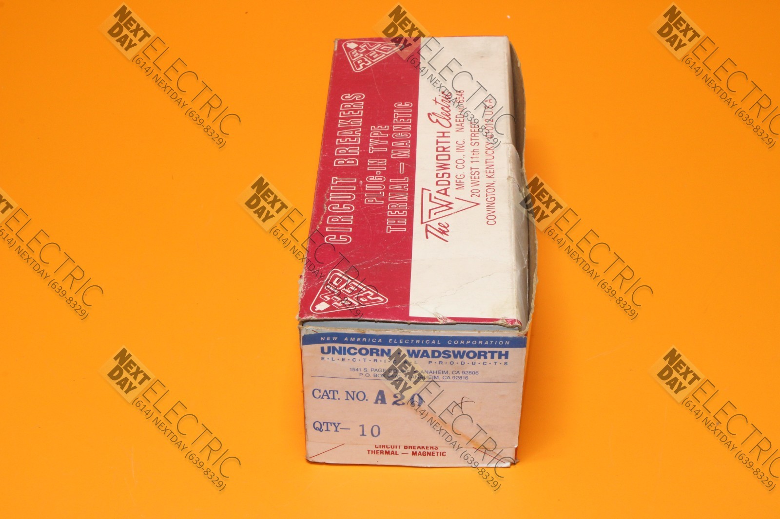 Wadsworth, A20, 20a 20 Amp 1p 1 Pole Circuit Breaker Unicorn Plug In Thermal Mag