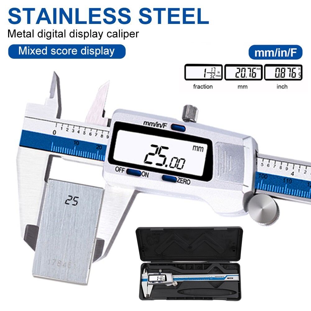 Digital Display Vernier Caliper 150mm Fraction/MM/Inch Caliper Stainless Steel