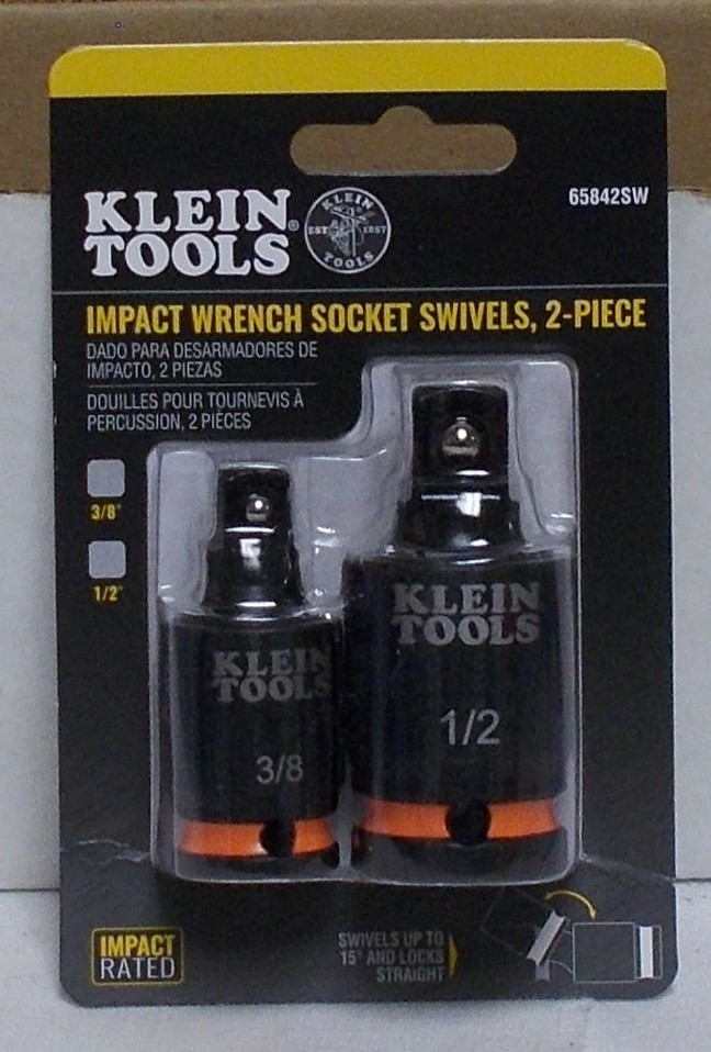 Klein Tools 65842SW Impact Wrench Socket Swivels 2 pieces 3/8” & 1/2” Drive