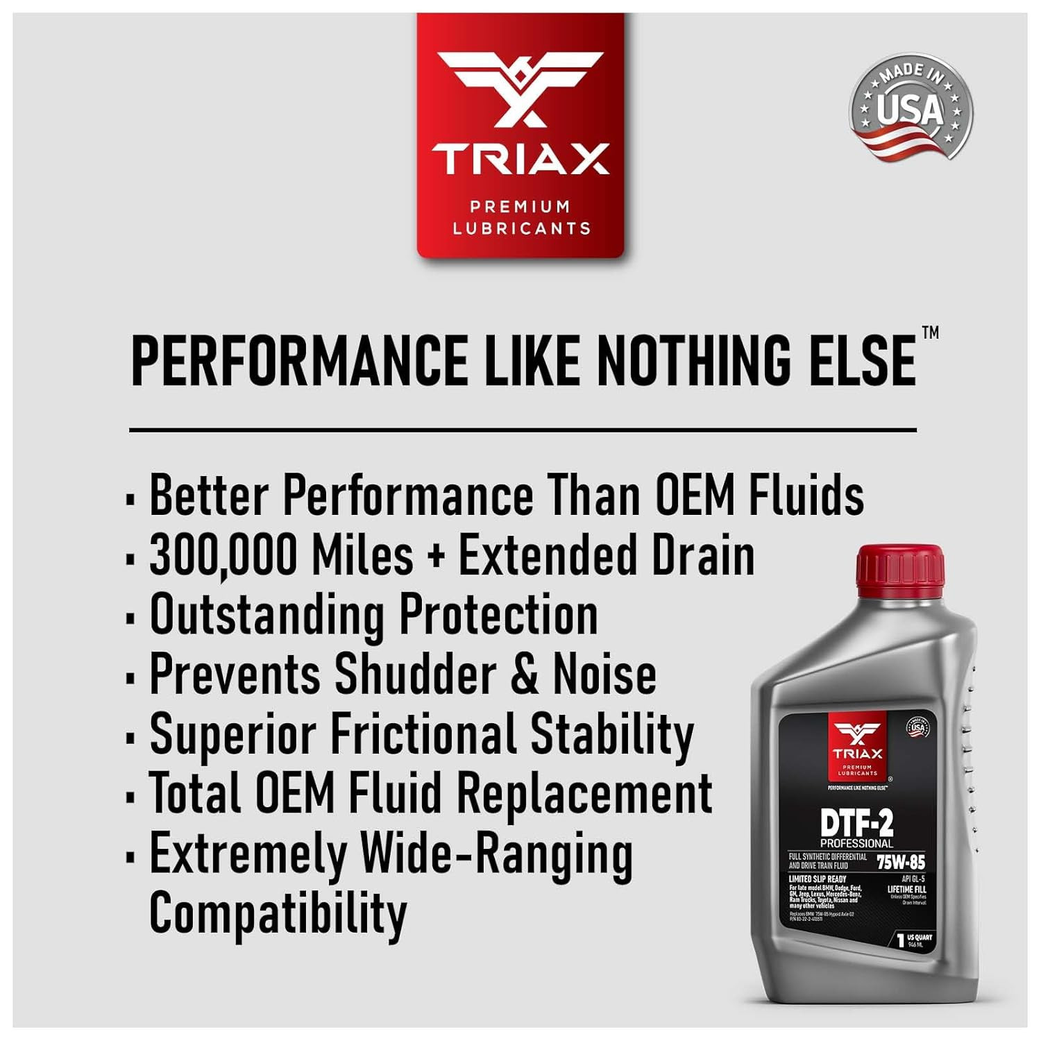 DTF-2 Professional 75W-85 GL-5 Full Synthetic Differential & Drivetrain Fluid |