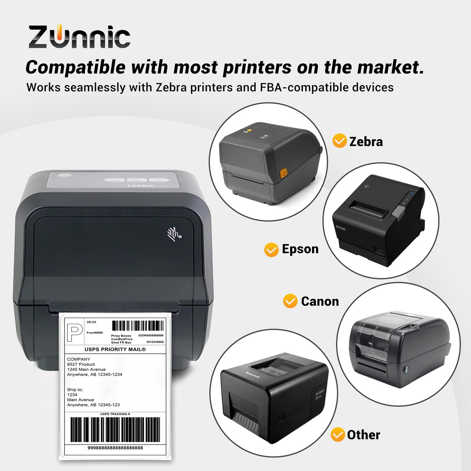 Zunnic 4×6 Thermal Shipping Labels – 250 Labels/Roll | Strong 4×6, White