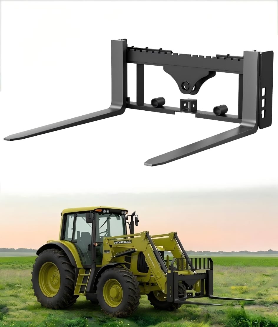 Skid Steer Pallet Fork Frame Attachment, 42″ Fork & 45″ Frame, 4000lbs Capacity