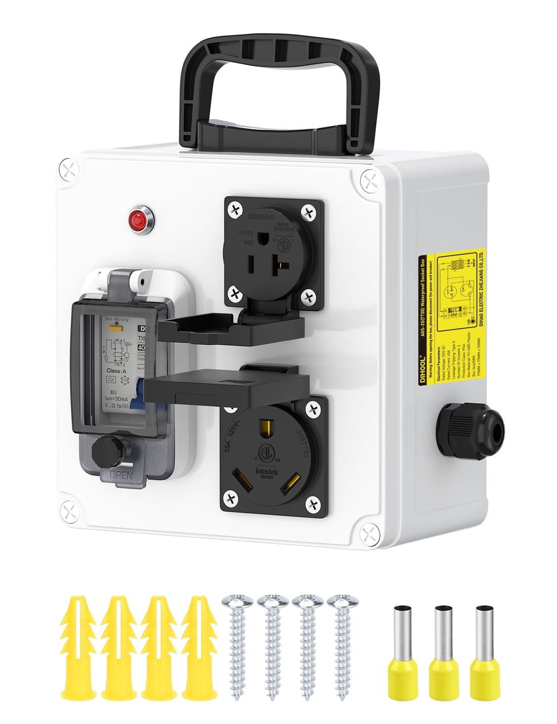 RV Outdoor Outlet Box with 30 amp NEMA TT30, 20amp L5-20 Receptacles and Type…