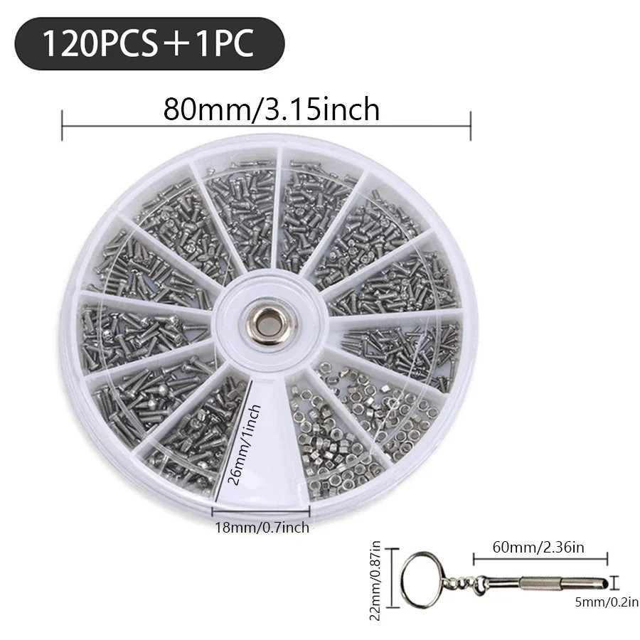 12 Kinds of Small Screws Nuts Assortment Kit M1 M1.2 M1.4 M1.6 Screw for Watches