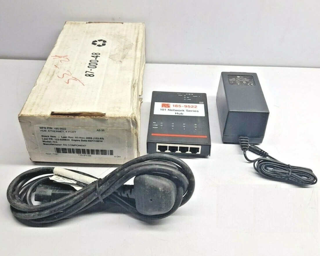 RS 185-9522 101 Network Series Hub 4-Port Ethernet Hub