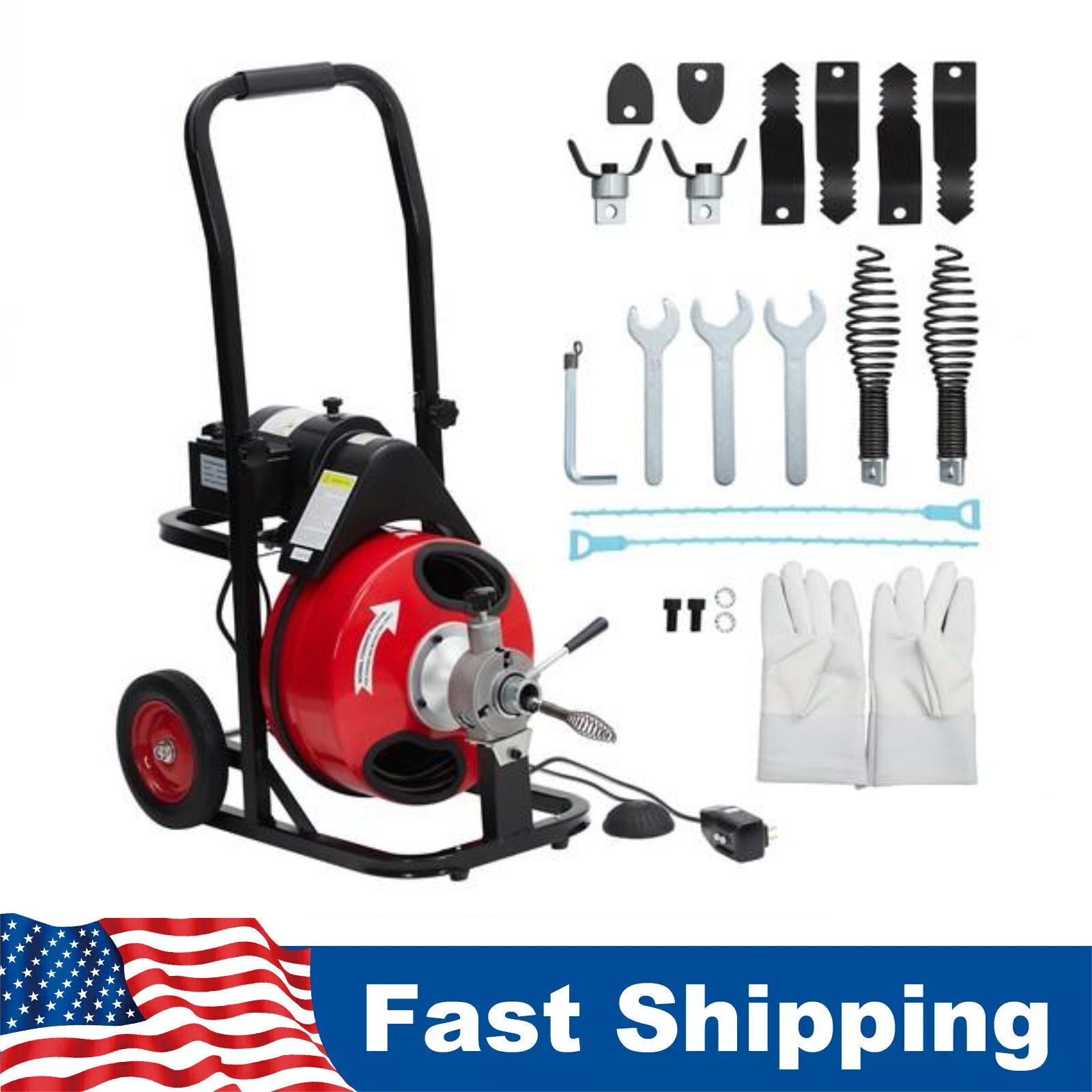 GARVEE 75 ft x 1/2 in Auto Feed Drain Cleaner Machine Portable Sewer Snake Auger