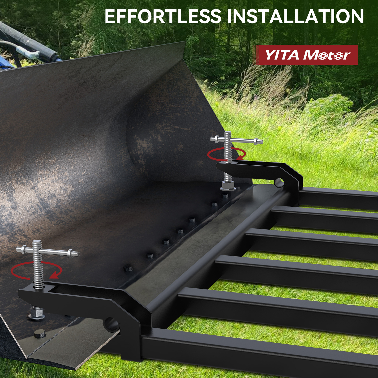 21″ Fork Length 4000LBS Clamp-On Debris Forks For 60″ Buckets Skid Steers Heavy