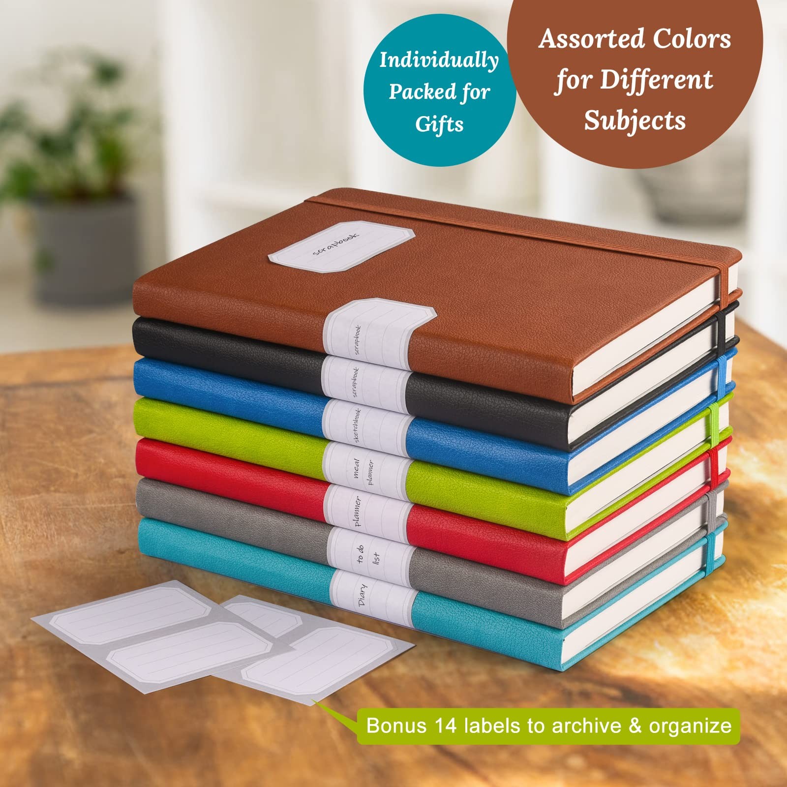 Dotted Journal Notebook, 7 Pack Leather Bullet Dot Grid Journal for Women Men…