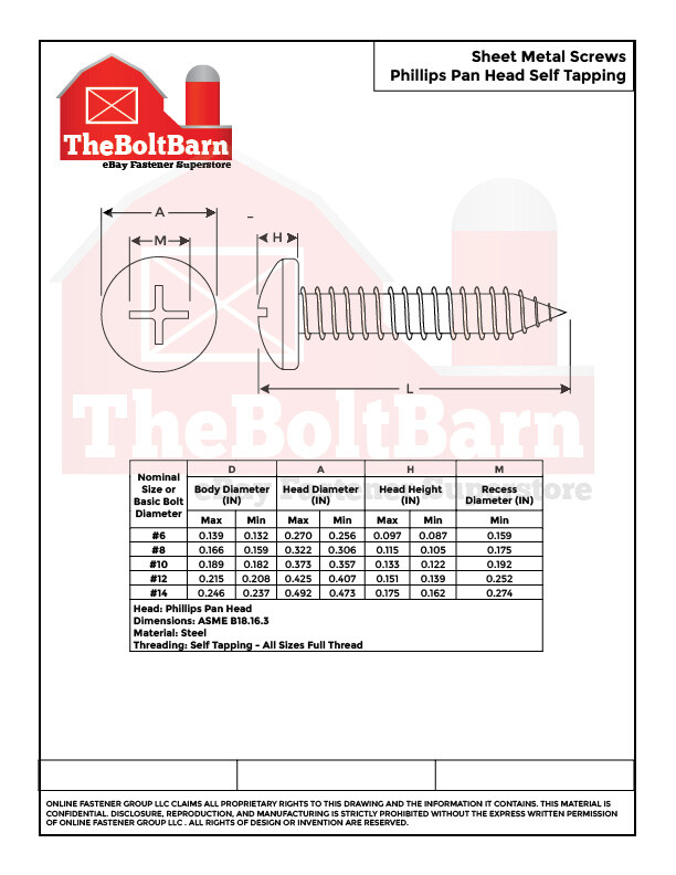 #14 Phillips Pan Head Self Tapping Sheet Metal Screws Zinc (Pick Length & Qty)