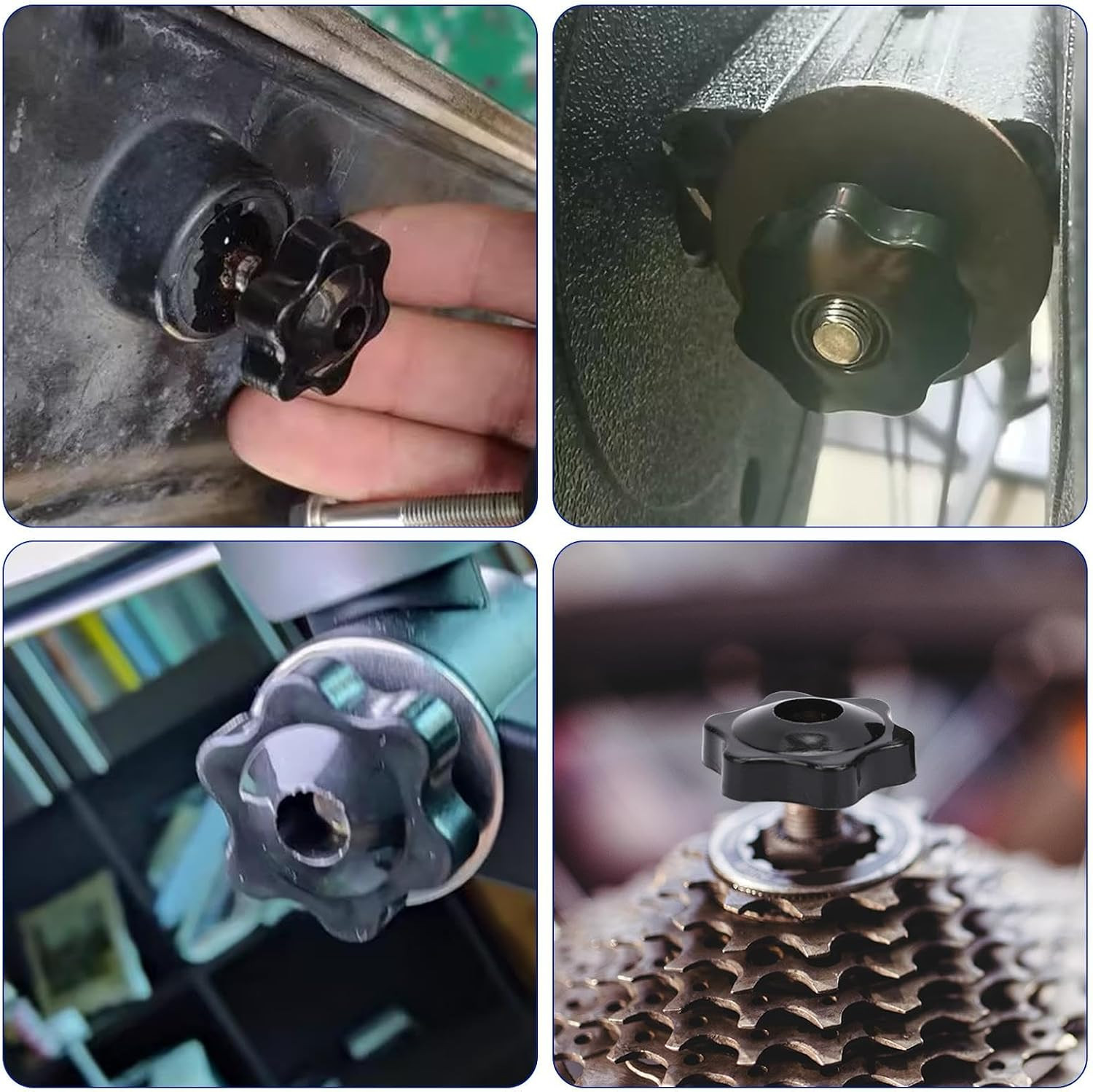 10 Pack 6 Star Knobs 1/4 Inch 20 Female Threaded Hexagon Head Thru Knob Clamping