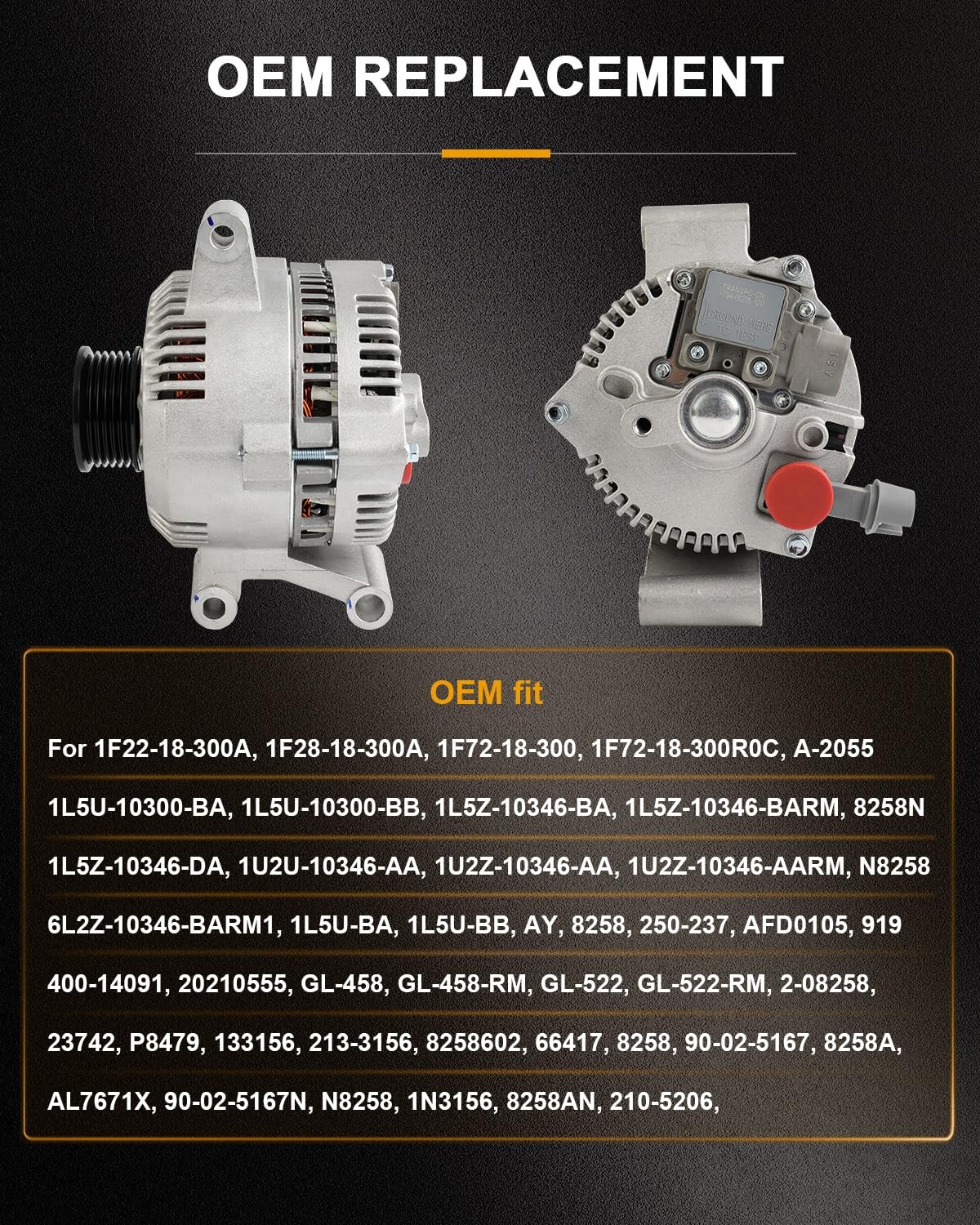 New Alternator for 2001-2005 Ford Ranger 4.0L Replace 8258N