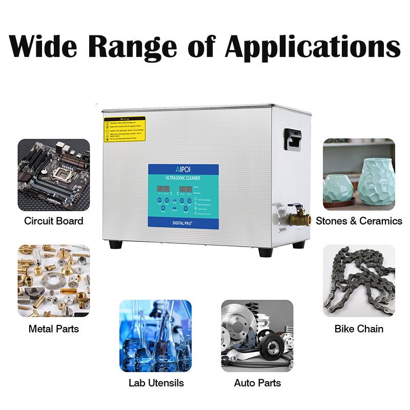 AIPOI Ultrasonic Cleaner with Timer Heating Machine Digital Sonic Cleaner SUS304