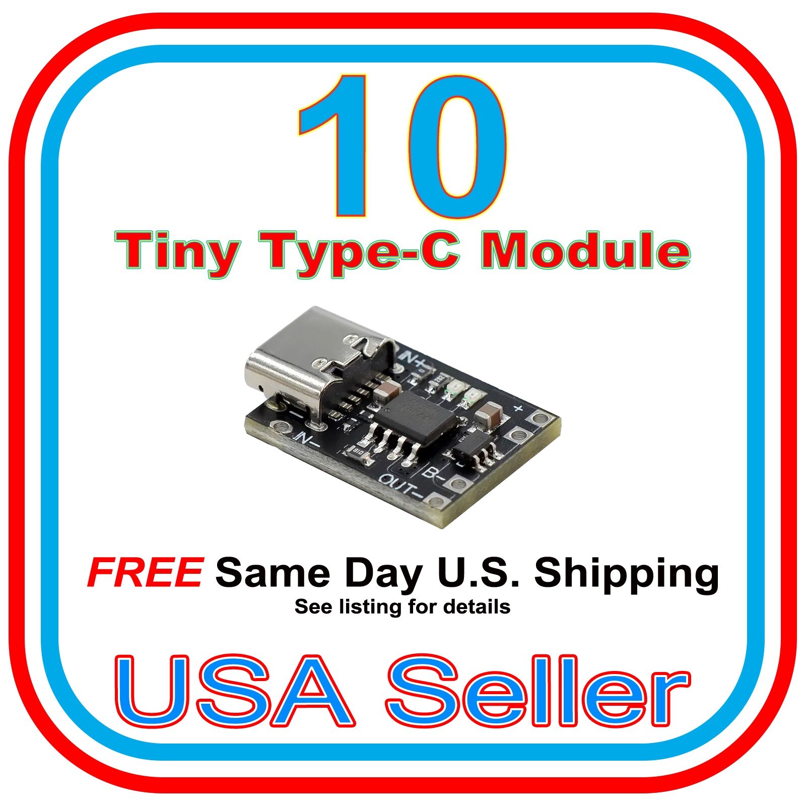 Tiny Smallest USB Type-C Ternary Lithium Battery Charger & Protection 3.7V 4.2V