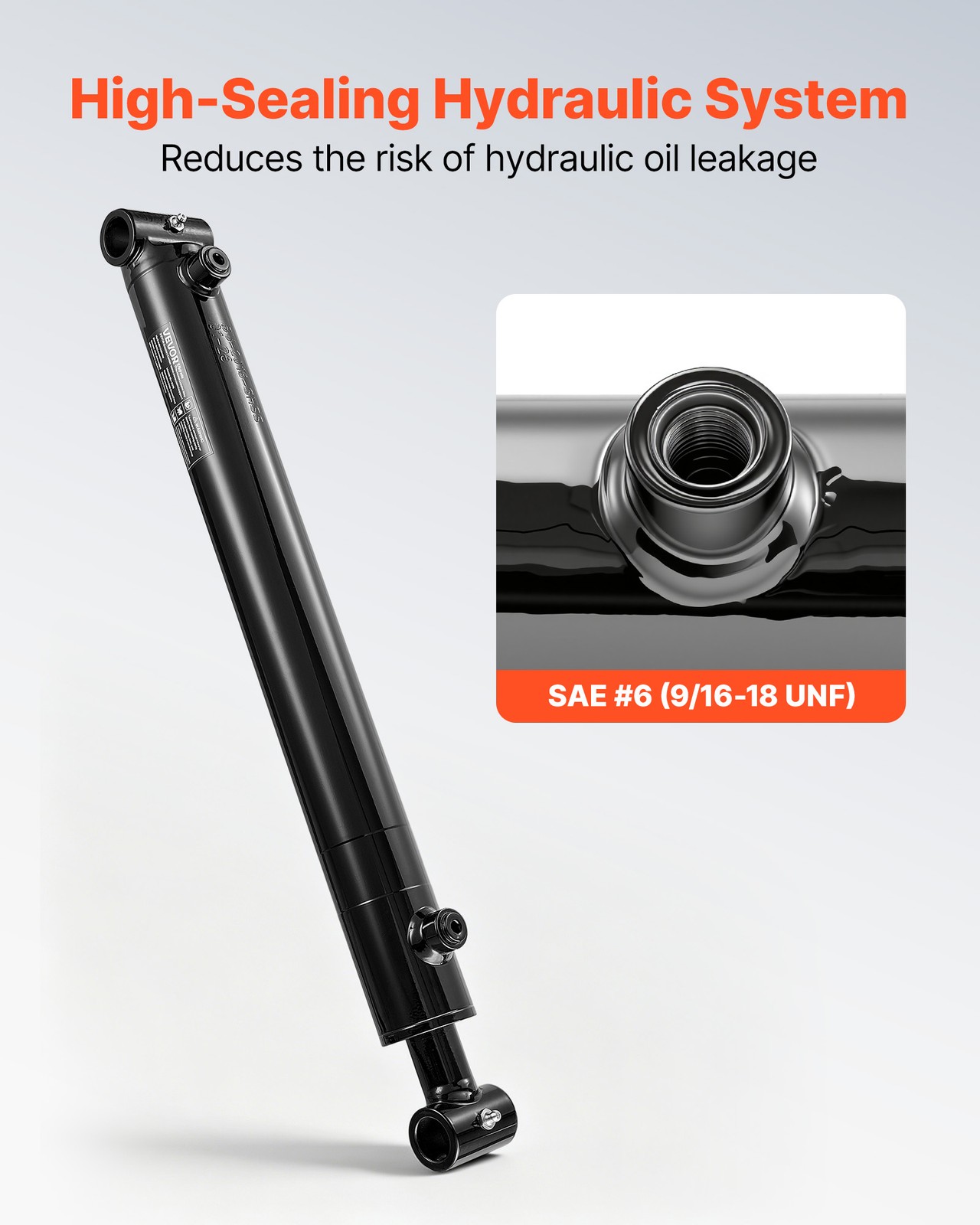 VEVOR Double Acting Hydraulic Cylinder Max 3500PSI Pressure 2″ Bore & 16″ Stroke