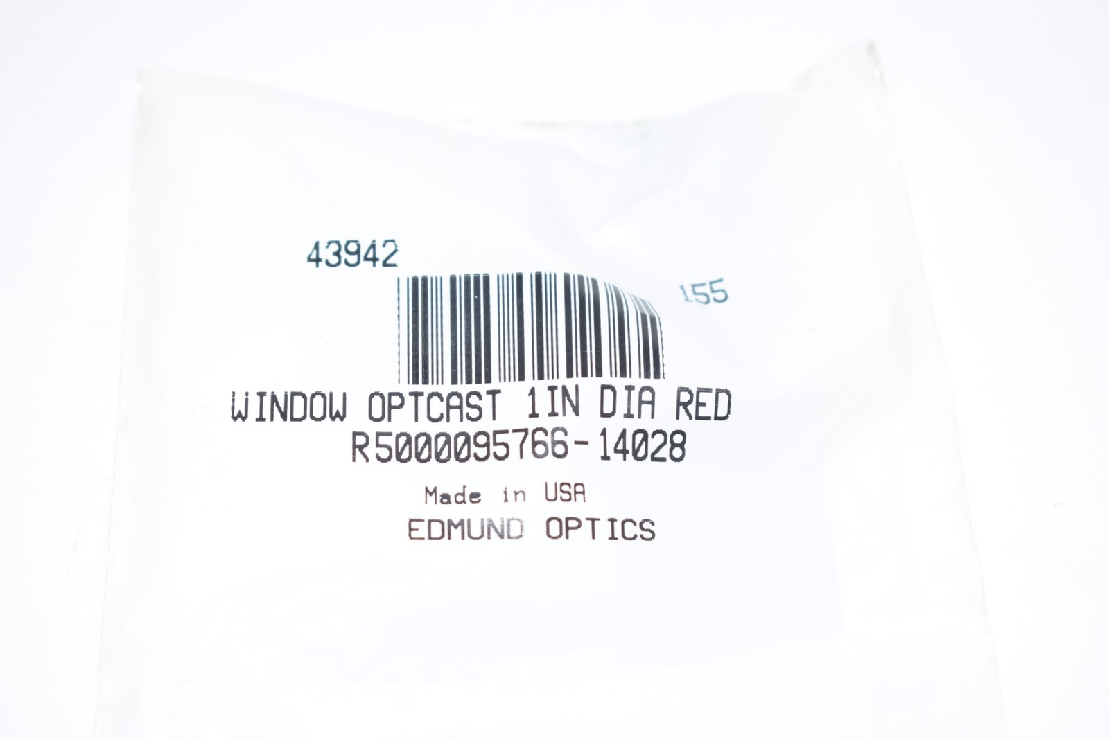 NEW Edmund Optics 43942 Window Optcast 1» Dia Red R5000095766-14028