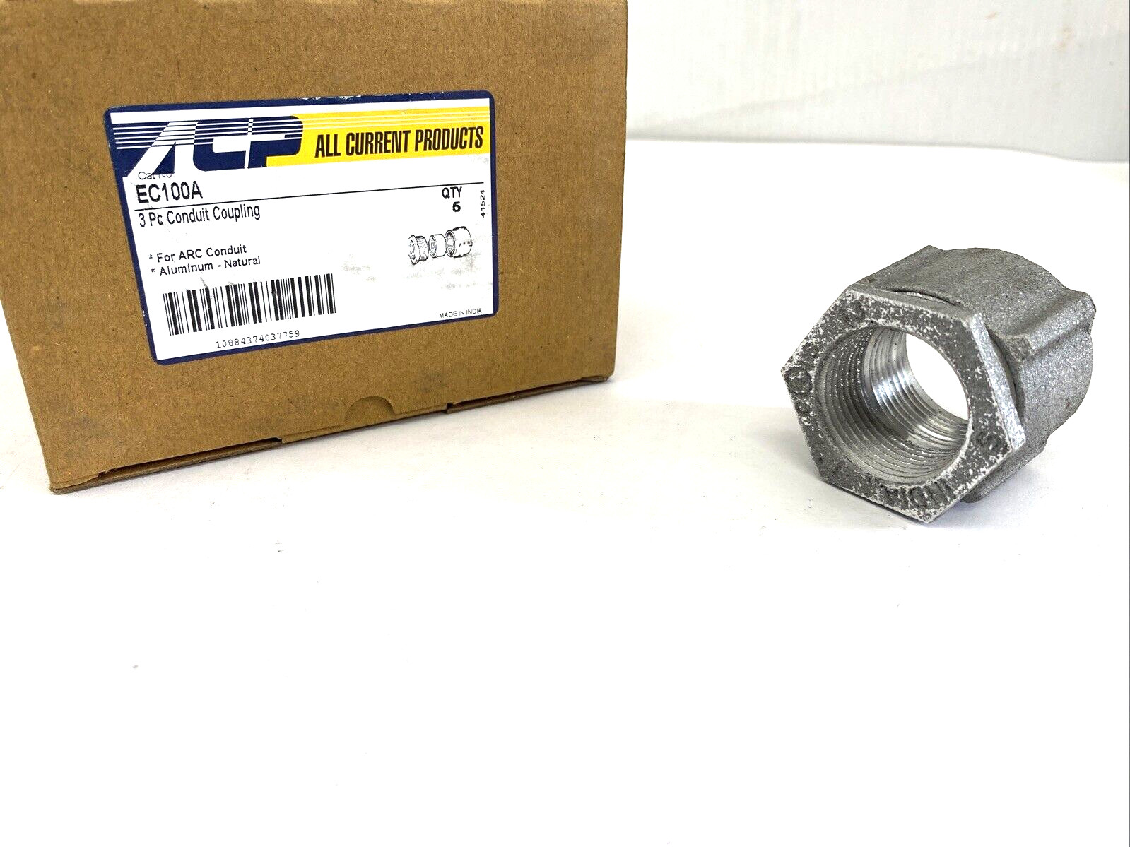 Qty (5) 1″ 3 Piece CONDUIT COUPLINGS THREADED EC100A ACP