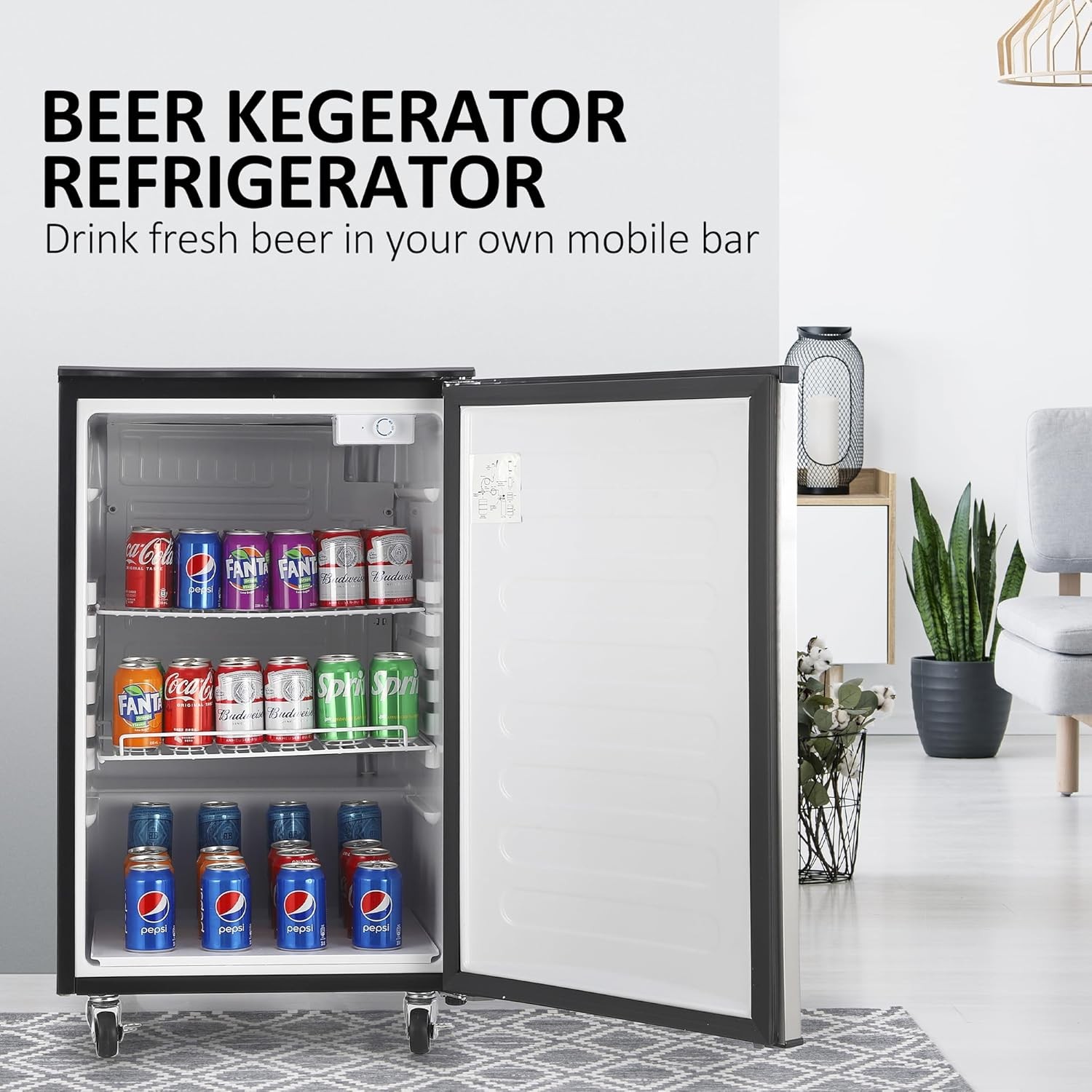 170L Beer Kegerator, Dual Tap Draft Beer Dispenser 32°f – 50°f Temp Control