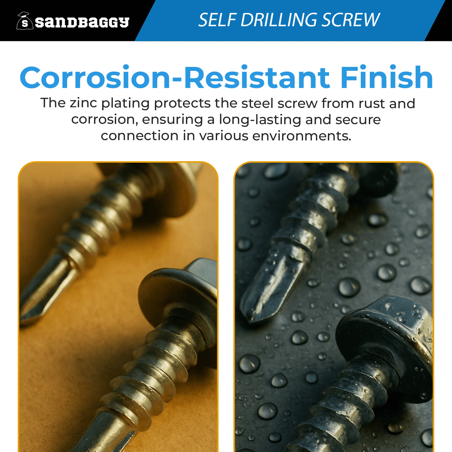 #10 x 3/4″ Self Drilling Screws | Hex Head Sheet Metal Screw | Zinc – Sandbaggy