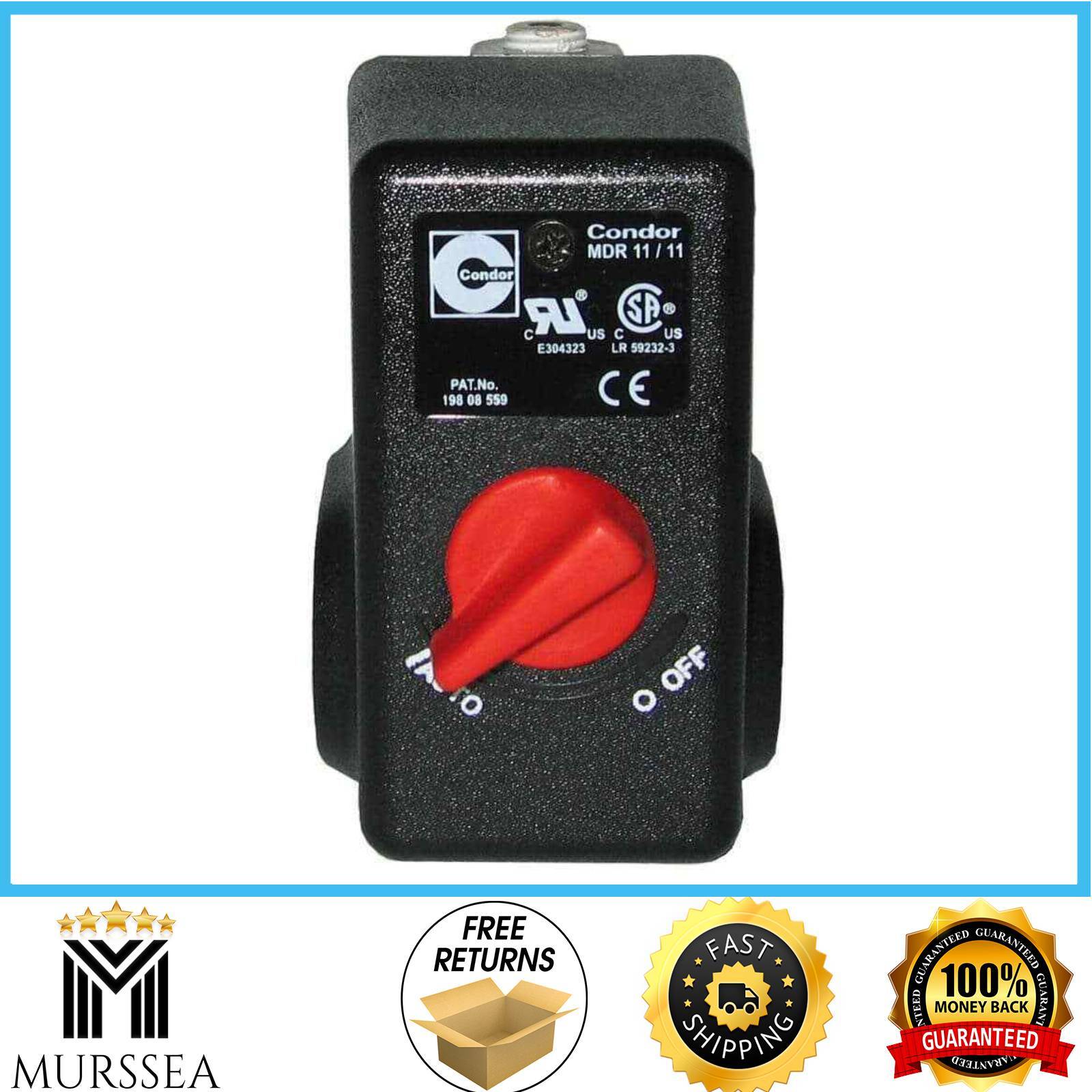 CONDOR MDR 11 / 11 EA PRESSURE SWITCH 26 AMPS 120 / 240 VOLTS 120-155 PSI