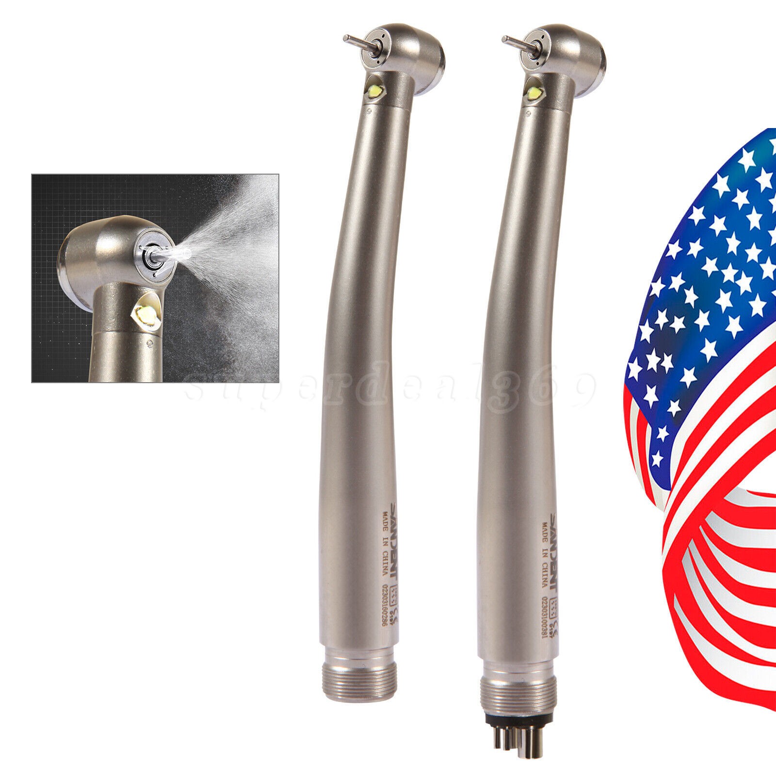 Dental High Speed Handpiece LED Type Turbine 2/4 Holes E-generator Triple Spray