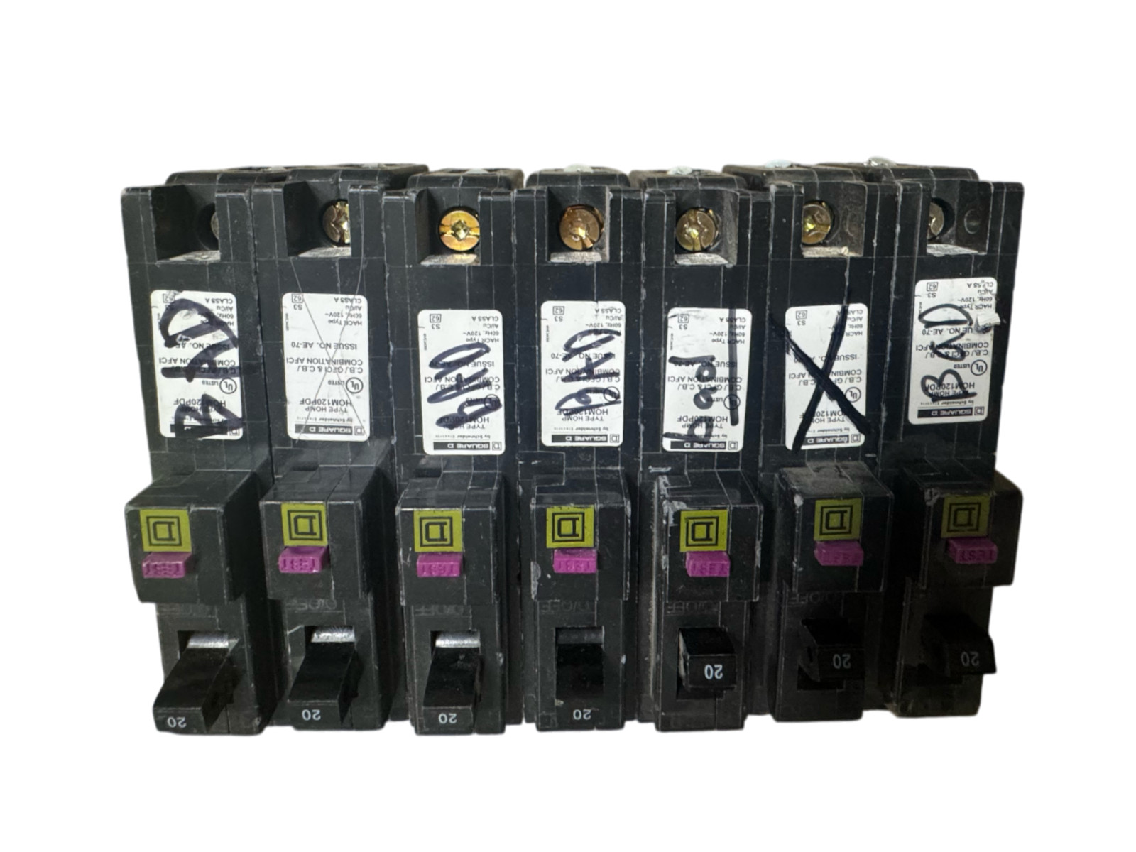 LOT OF 7 Square D HOM120PDF Homeline 20A 1-Pole Plug-On