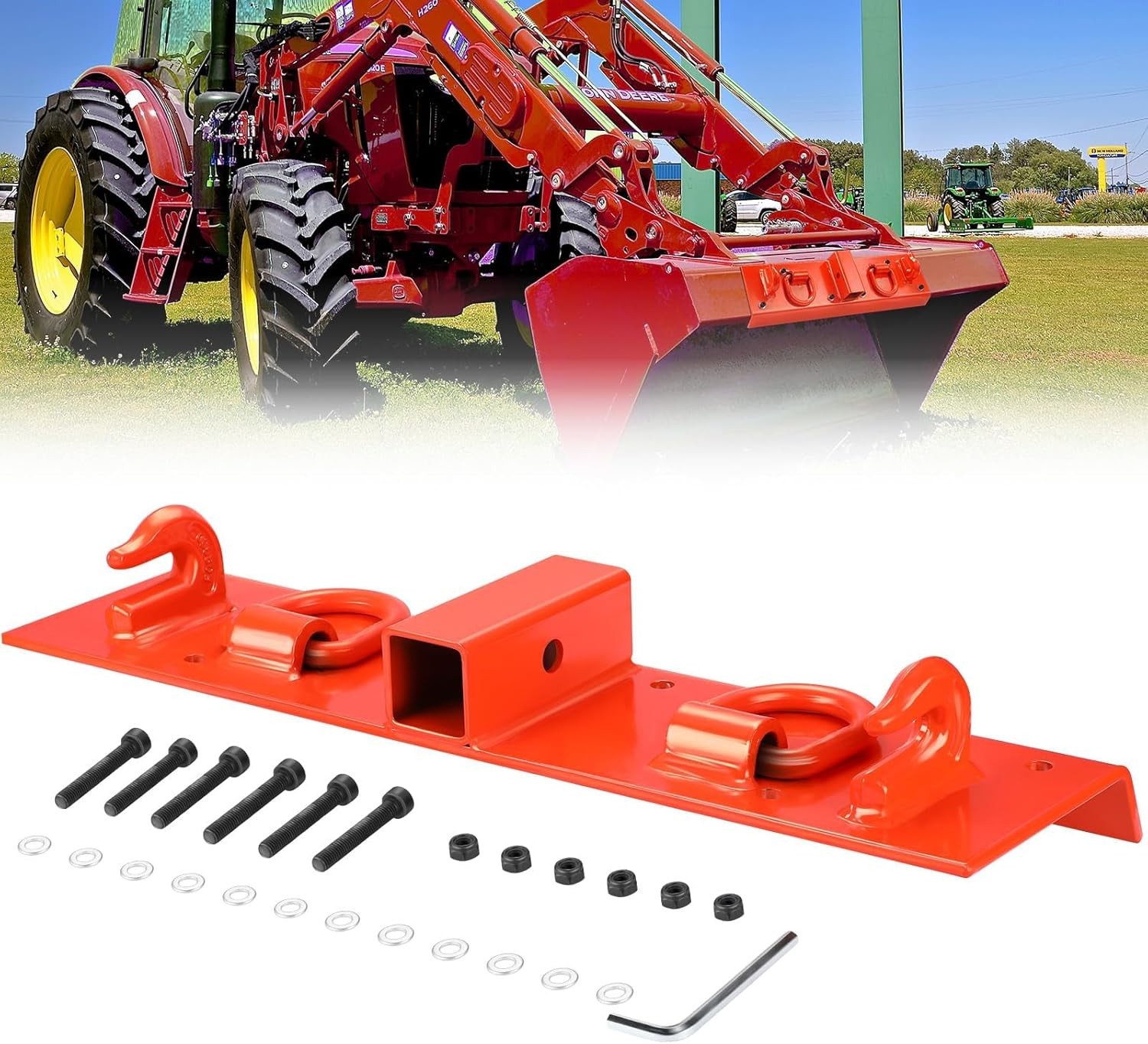🔥Garvee Heavy Duty Bolt-on Tractor Grab Hooks with 2″ Receiver, Loader Bucket H