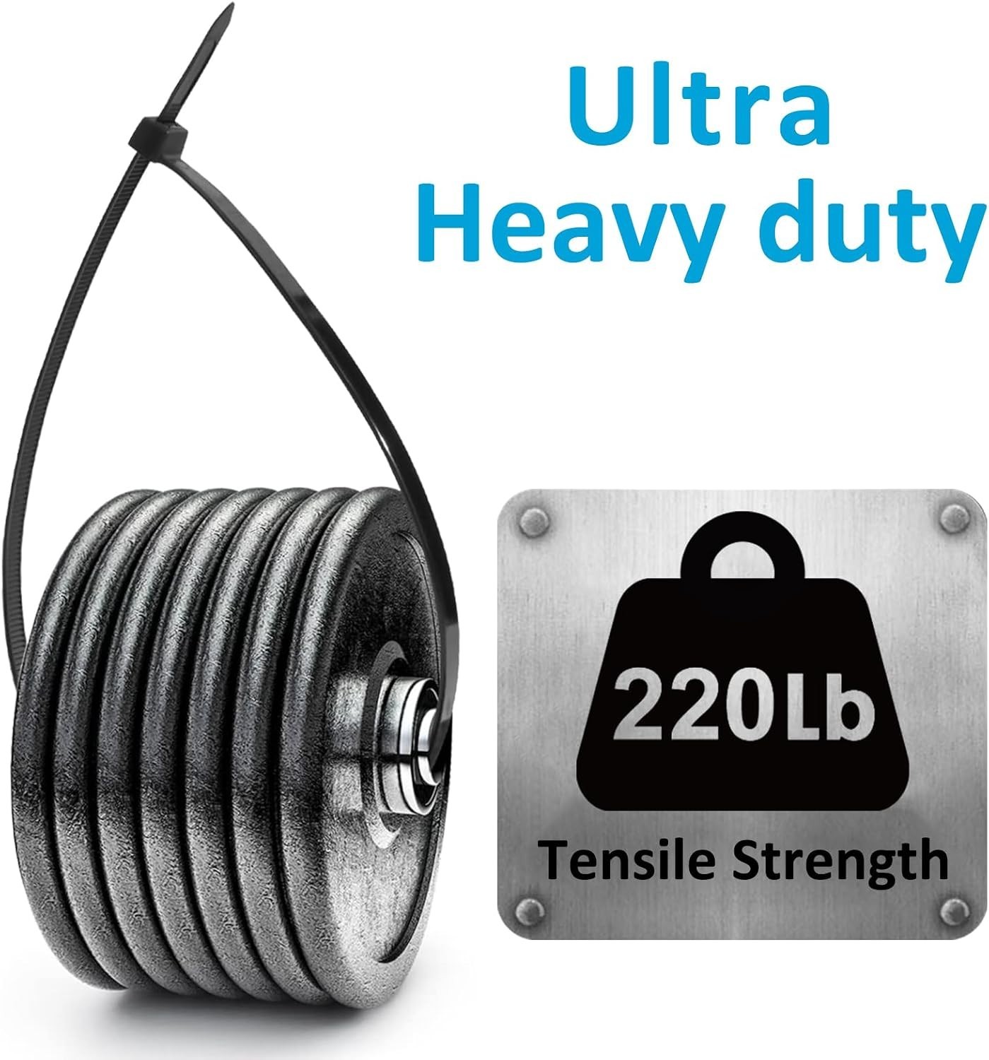 220 lb Tensile Strength Zip Ties 300 Pack