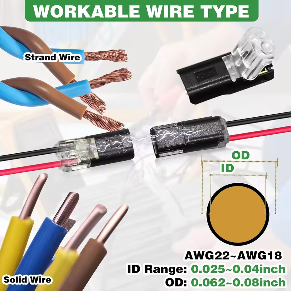 50PCS Double Wire Plug in Connector with Locking Buckle, Locking Easy to Use
