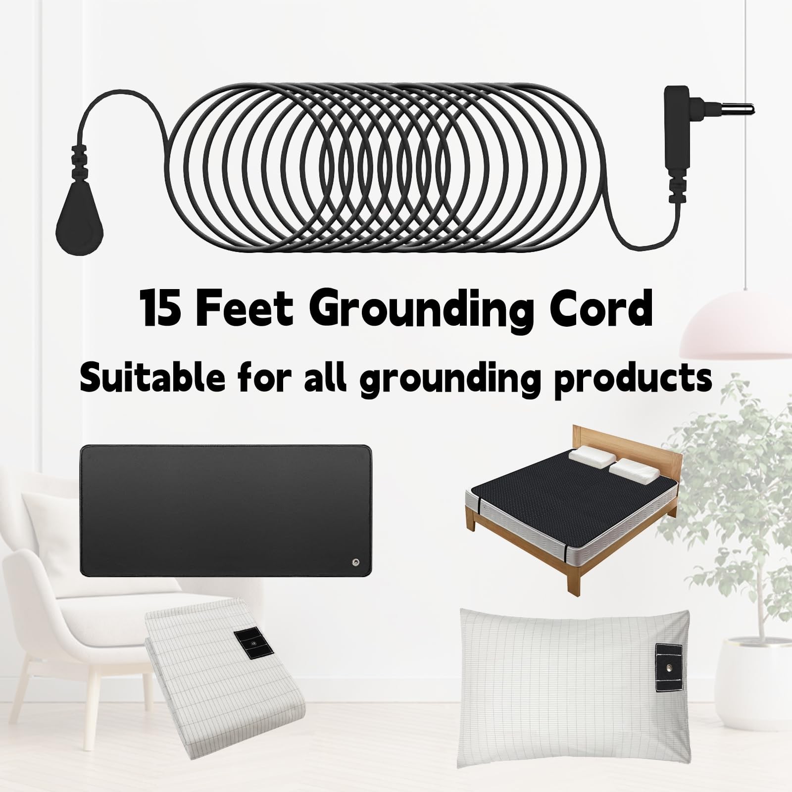 Grounding Wrist Strap Bracelet 15FT Cord Anti Static Band for Sleep Recovery