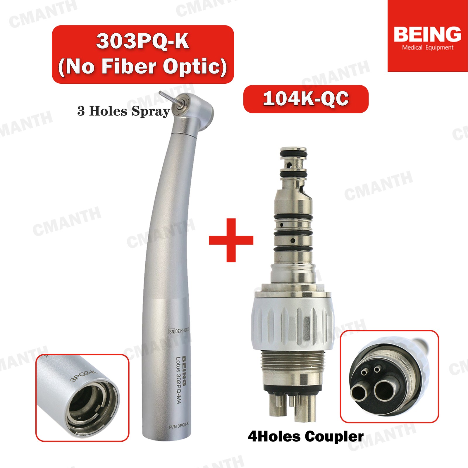 BEING Dental Handpiece High Speed Turbine 4 Holes Coupler For KAVO MULTiflex LUX