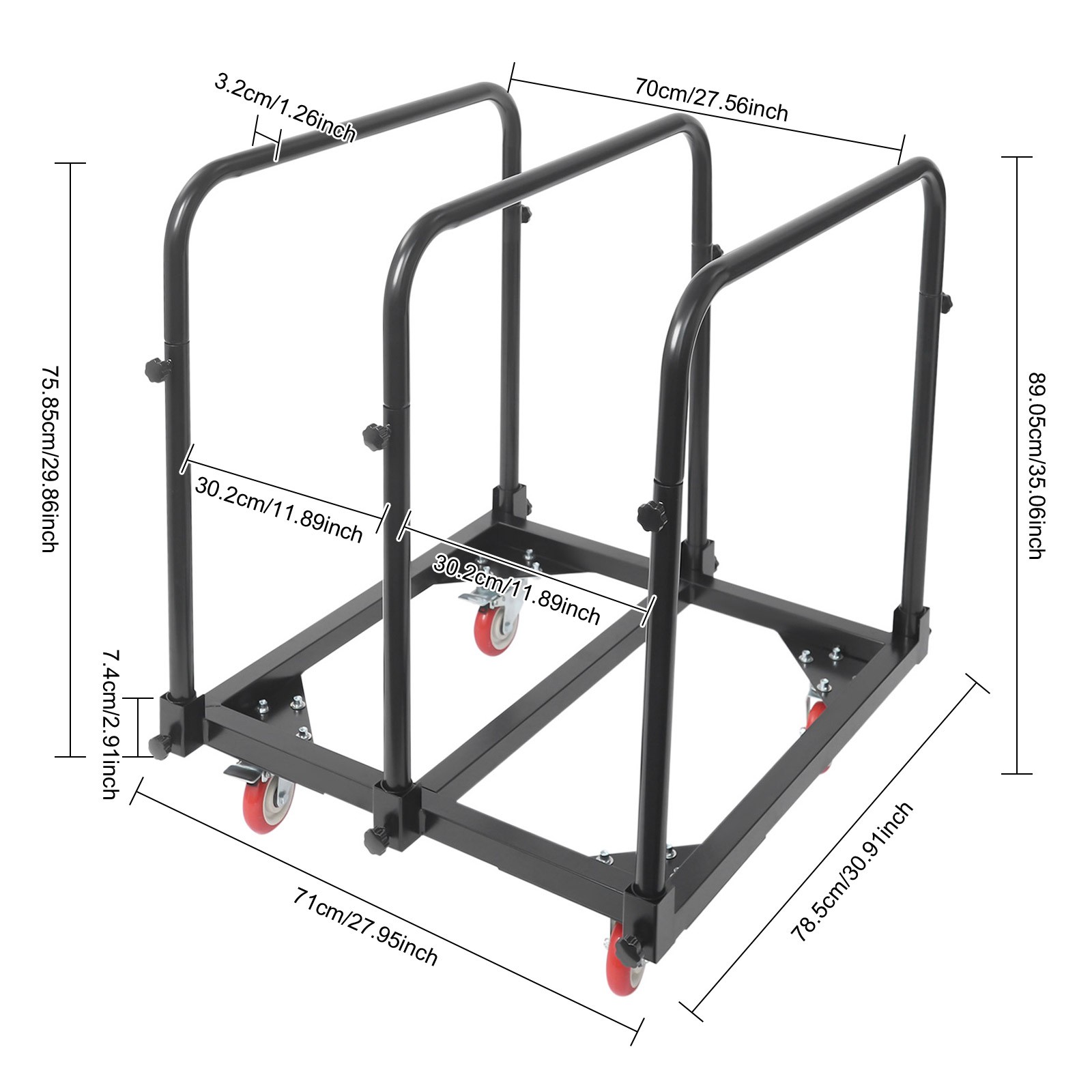 635kg/1400lbs Panel Cart Heavy Duty Panel Cart Q235 Steel Panel Truck 31*28*35in