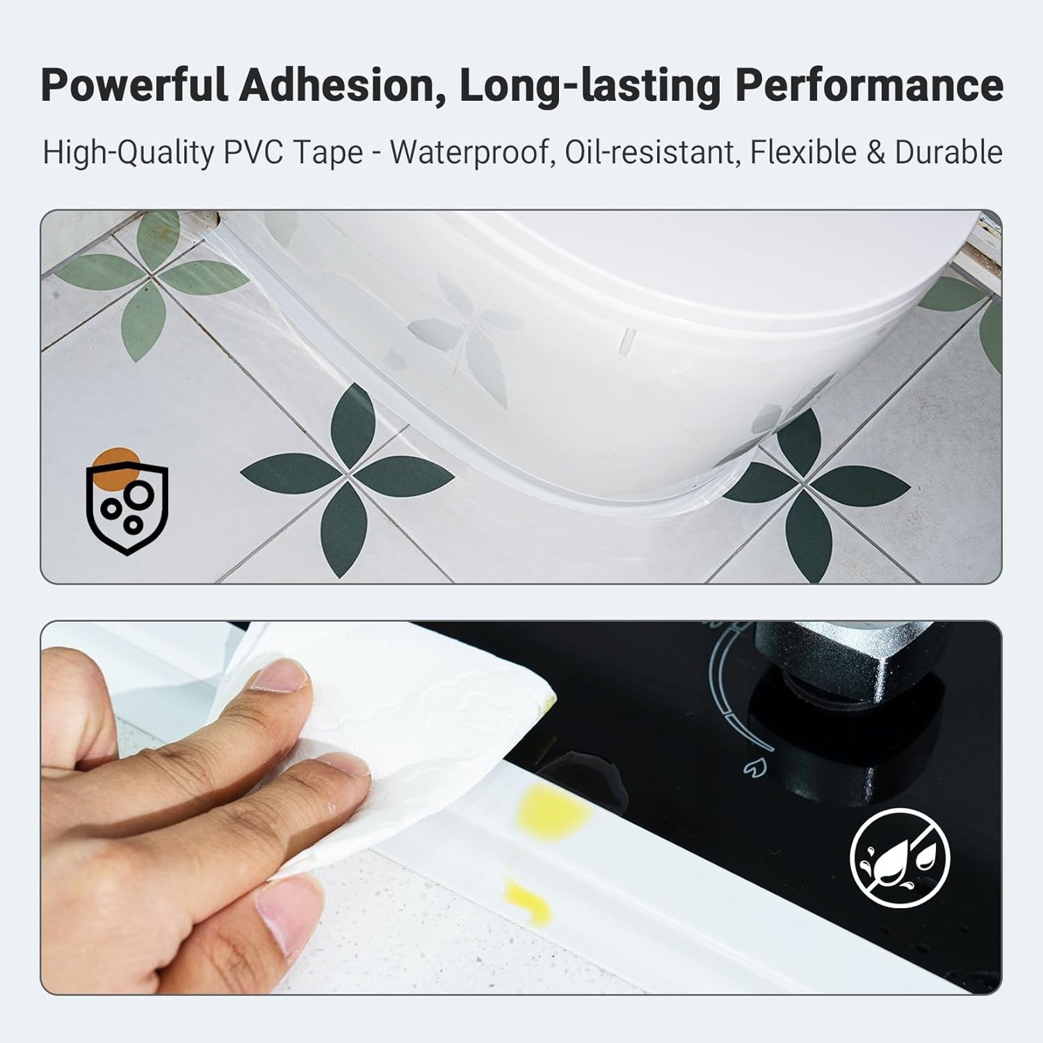 2.2cm x 10.5Ft White Caulk Tape – Adheres Easily for Seamless Water Protection